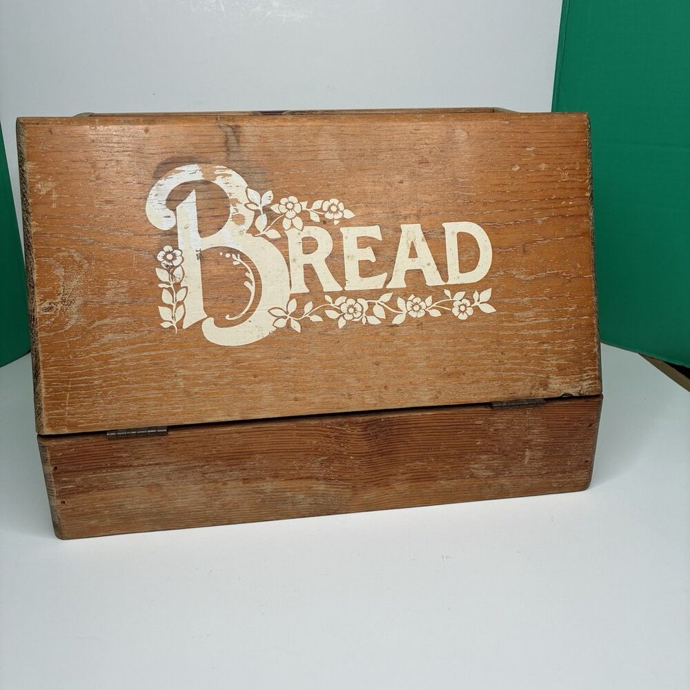 Vintage Wood Bread Box, Countertop Bread Box, Vintage Kitchen Decor